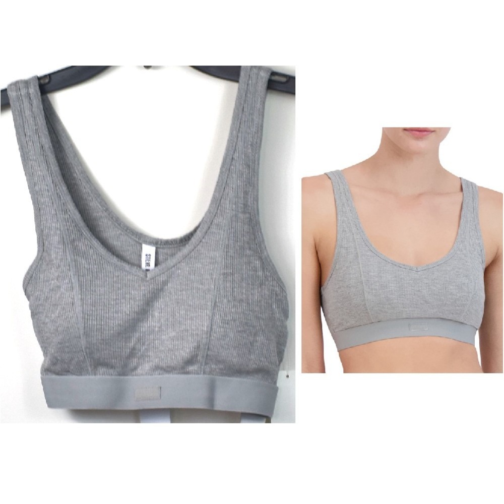 Steve Madden Heather Gray Ribbed V-Neck Bralette XL New with Tags‎ /#7293